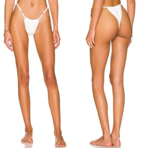 superdown | NEW Ana Cheeky Bikini Swim Bottom in White Size M